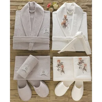 

Ruching Vita Bamboo Family Robe Set Anetta Cream-Stone