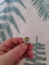 Anillo de tortuga verde oliva grande para mujer, anillos de piedra circón de cristal de Color plateado para mujer, joyería de boda, regalo de San Valentín