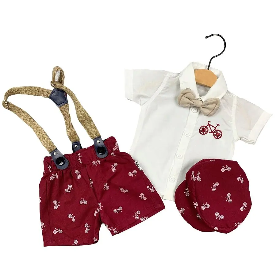 

New Summer Season Hat Burgundy 3 Piece Short-Sleeve Slopet Bicycle Printed Suit