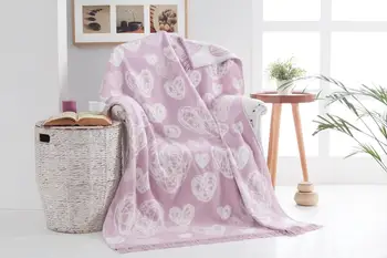 

Dolce Bonita Home Cotton Tv Blanket 127x155 Hearts Lilac