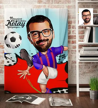 

Personalized Mr Football Player Burgundy Blue Cartoon Canvas Table (70x100 cm.) 1