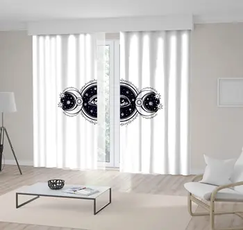 

Curtain All-seeing Eye on Circle Pattern with Two Moons and Starry Night Sky Spirituality Ethnic Artwork Black White