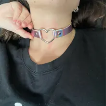 Collares con colgante Vintage para mujer, Collar gótico redondo, joyería de regalo, corazón gótico de cuero, Gargantilla Punk Harajuku