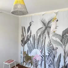 Wallpaper mural custom nordic flamingo tropical plant background wallpaper mural