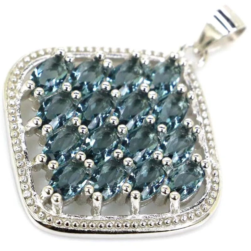 33x26mm Jazaz 사각형 모양 5.5g Ravishing 리얼 블러드 루비 탄자나이트, 런던 블루 토파즈 925 솔리드 펜던트