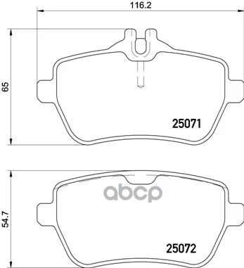 Колодки Тормозные Mercedes W222 13- Задние L=116.2мм Brembo P50117 Brembo арт. P50117