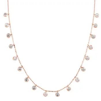 

Angemiel 925 Silver Dangle Round Zircon Necklace-Rose Gold Plated