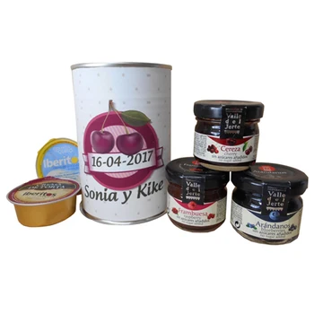 

6 pcs/personalized tin with 1 tub's soup cream goat cheese and 1 taarro marmalade