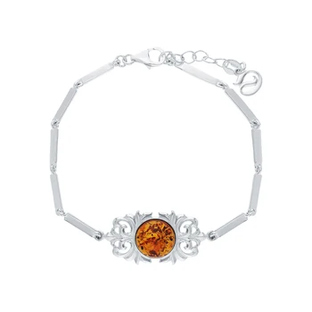 

Silver Bracelet with amber sunlight sample 925