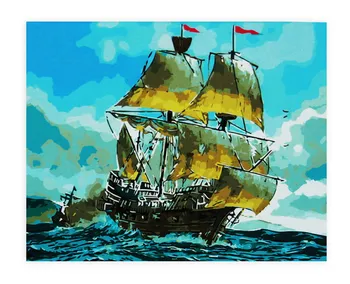 

Painting by numbers on canvas 40x50 cm "sailboat in the high sea" Red Cat q553