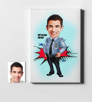 

Personalized Bay Police Cartoon Canvas Print (50x70 cm.) 1