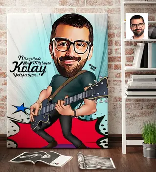 

Personalized Mr Guitarist Cartoon Canvas Table (70x100 cm.) 1