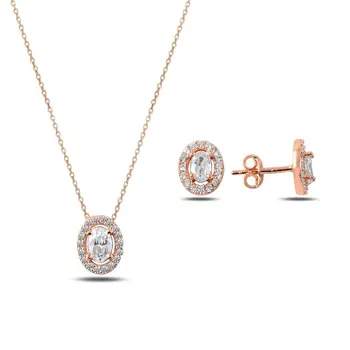 

Angemiel 925 Silver Zircon Stone Set - Rose Gold Plated