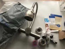 Kitchen Faucet Sink-Tap Mixers Wall-Mounted Stainless-Steel Double-Holes Flexible Swivel