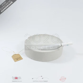 

Grey Concrete Ashtray Round New Modern Minimalist Cement Concrete Personality Fashion Desktop Decorative Desktop