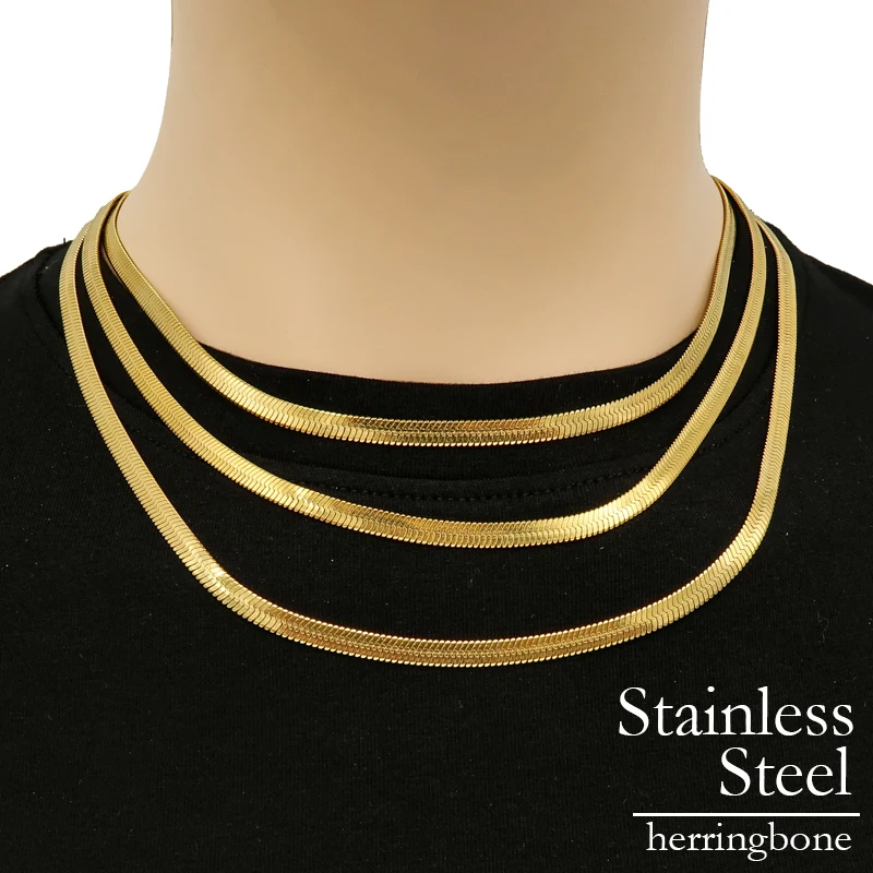 7MM Gold Color Snake Flat Herringbone Necklace For Women Men  18inch/20inch/22inch/24inch/26inch/28inch/30inch - AliExpress