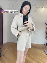 Msfancy-Conjunto de dos piezas de verano para Mujer, conjunto de pantalones cortos de 2021 algodón, camisa holgada Vintage Bohemia, pantalones cortos de cintura alta