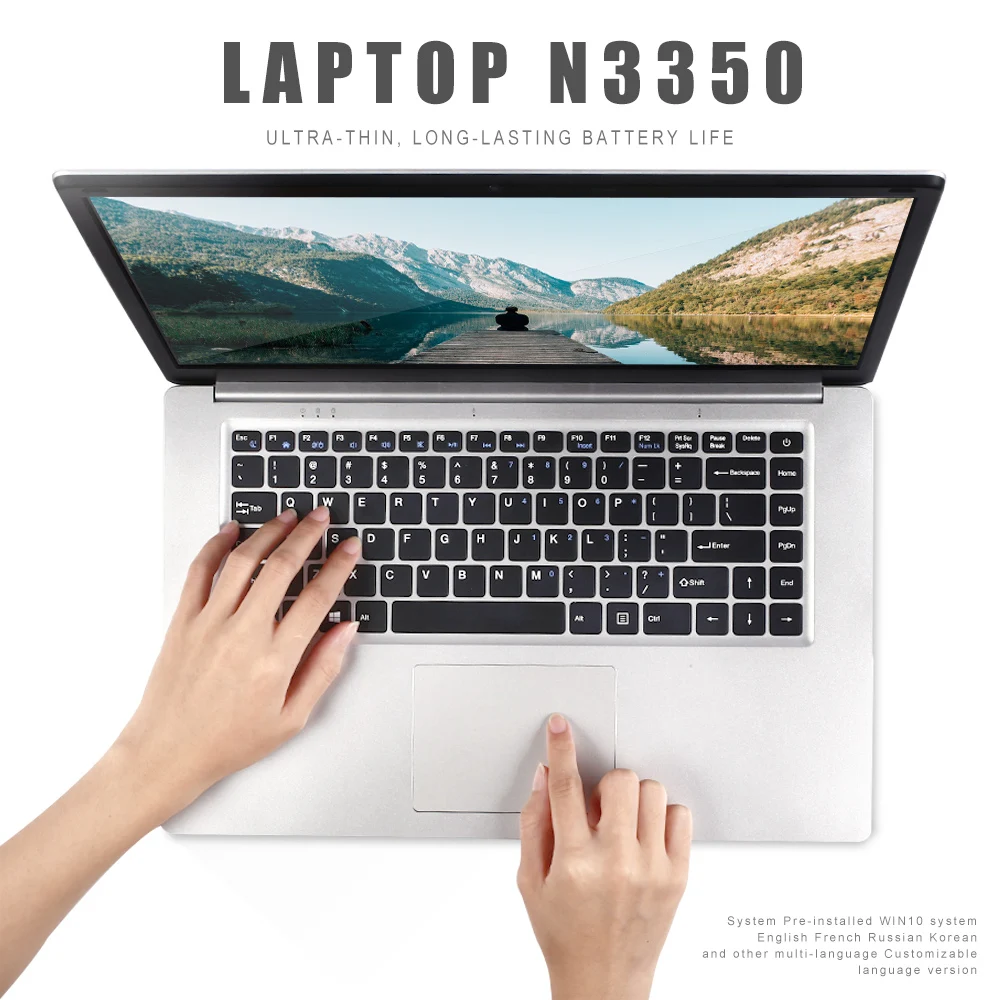 14 дюймовый ноутбук Intel N3350 четырёхъядерный 6 ГБ + 64 Гб SSD Windows 10 студенческий нетбук