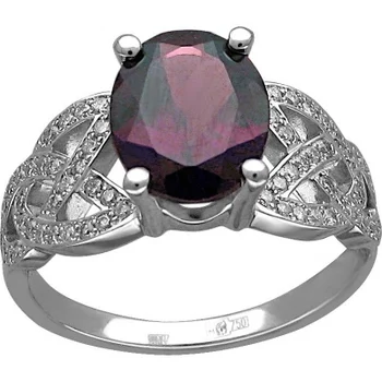 

Esthete ring with rhodolite and diamonds in 750 White Gold
