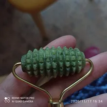 Rodillo masajeador Facial doble cabezas de piedra de Jade Estiramiento Facial manos la piel del cuerpo de relajación de belleza para delgazar piel sana, herramientas para el cuidado de