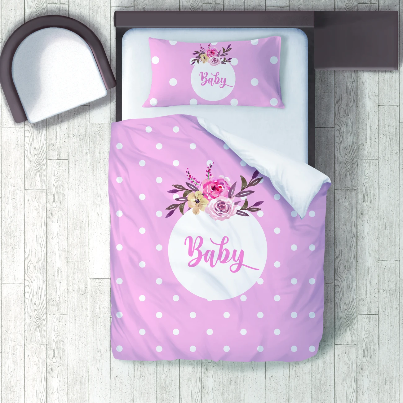 

Комплект постельного белья с пододеяльником, подушка, чехол для детской комнаты, 3D принт, пудра, розовый цветочный узор для ребенка 257