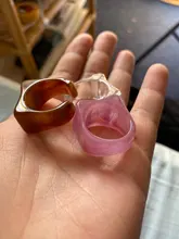 Si ME Ins estética de resina transparente de cristal acrílico coreano geométrico Irregular plaza de anillos para las mujeres joyería de moda