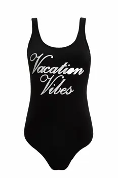 

DeFacto Fashion Woman Sling Swimsuit Slim Female Casual Sexy Letter Pattern Swimsuits Black - K3427AZ19SM