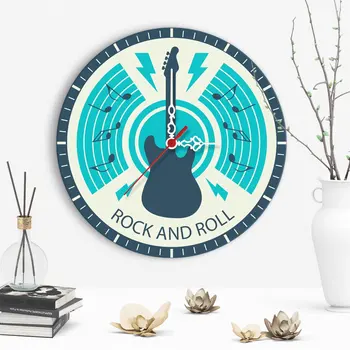 

Decorative Rock and Roll Design Wooden Wall Clock-1