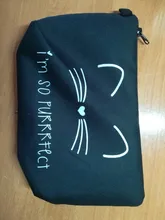 Jom Tokoy-bolsa organizadora de cosméticos para mujer, bolso de maquillaje de marca a la moda con bonito estampado de gato negro puro
