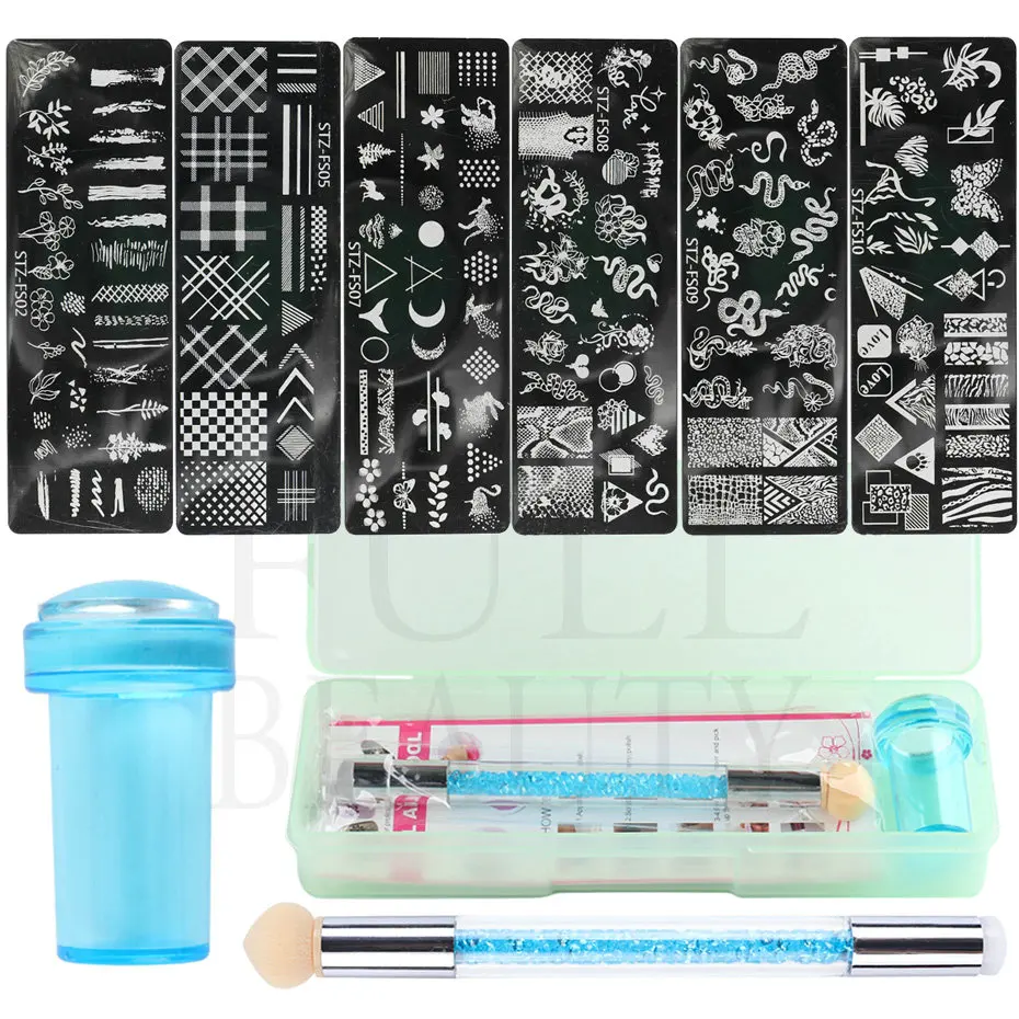9pcs/Set Nail Art Stamping Kit for DIY Manicures