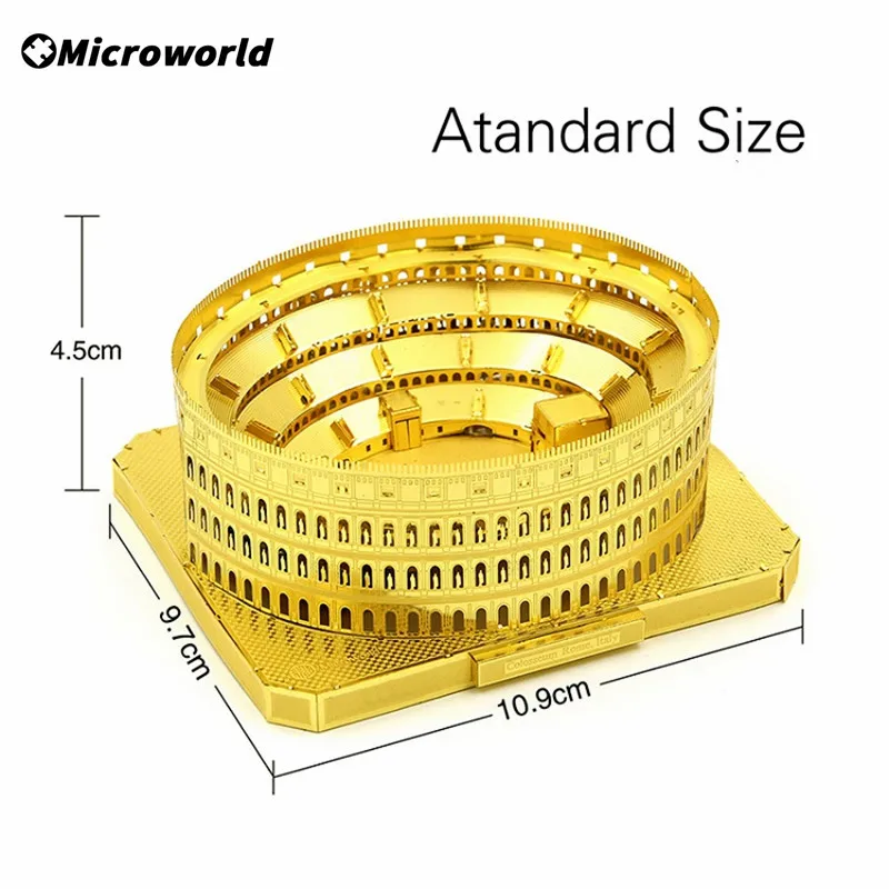 Microworld 3D Metal Puzzle Toys Italy The Roman Colosseum Buildings Models Classic Architecture Jigsaw Birthday Gift For Child 3