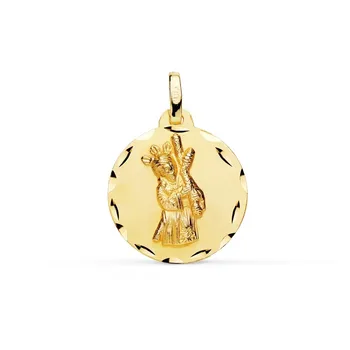 

Medal 18k gold Christ Great Power 18mm. Round carved edging-Customizable-RECORDING INCLUDED IN THE PRICE