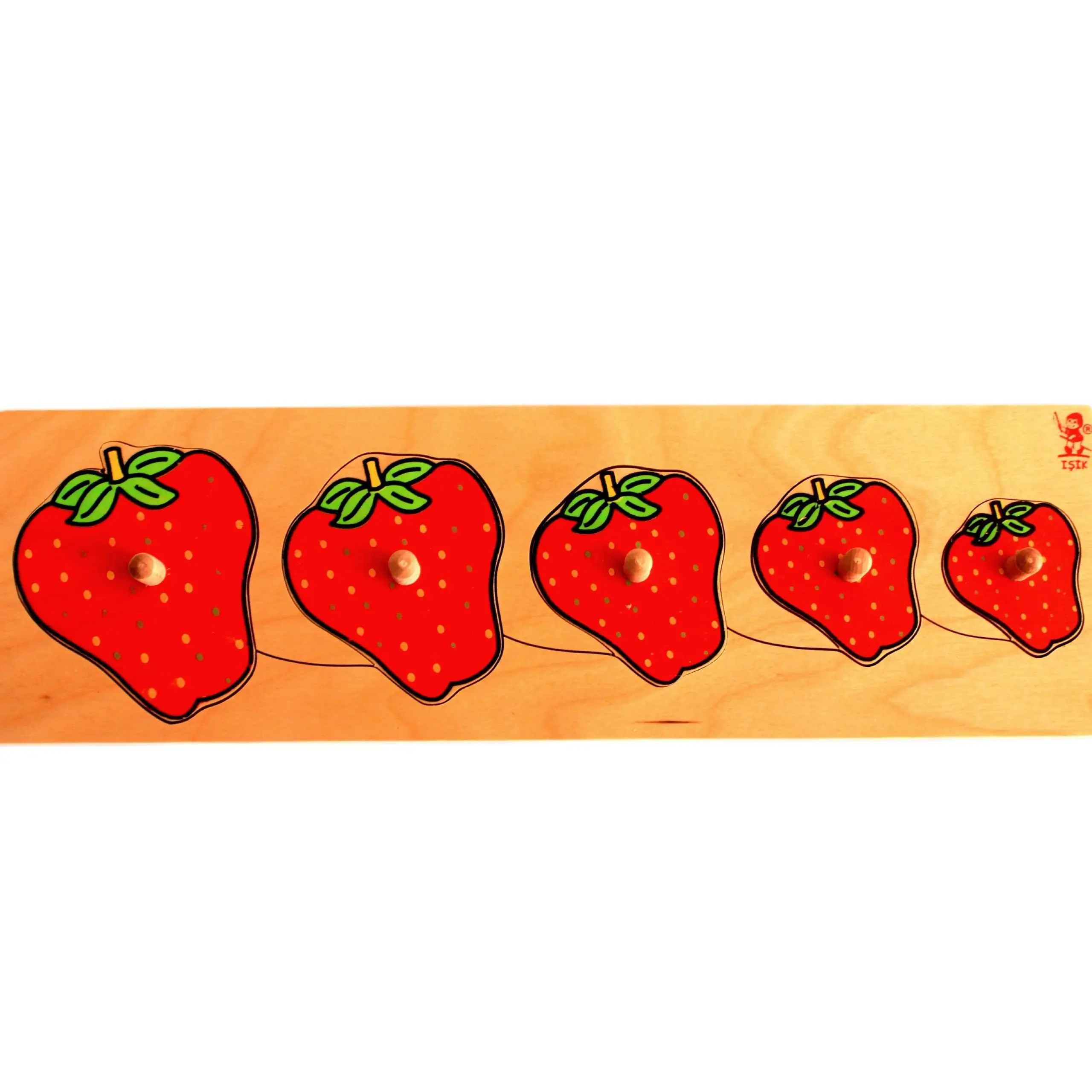 Puzzle Wooden Strawberry for Kids Education Children Fruit Shape and Color Parts Jigsaw Block to Early Learning Kit