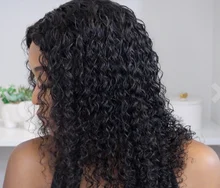 Peluca de cabello humano rizado de 13x4 para mujer, Frontal de encaje postizo, pelo negro brasileño predespuntado con Baay, Remy 150%