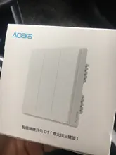 Aqara-Interruptor de luz inteligente para el hogar, switch de triple botón con control remoto inalambrico, clave, cable de fuego neutro y conectividad ZiGBee con aplicación Smart home para Mijia
