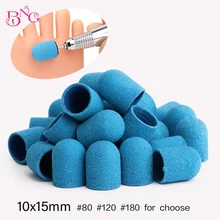 Cortadores de uñas eléctricos para manicura y pedicura, bandas de lijado, tapas de bloque de arena azul, 10x15, 13x19mm, #80/120/180, 10 Uds.