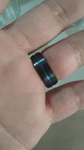 FDLK-anillo de acero inoxidable con borde de escalera cepillado para hombre, anillo de 8MM con ranura azul, regalos del anillo de boda para hombre