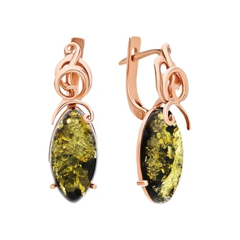 

Silver earrings with amber sunlight sample 925