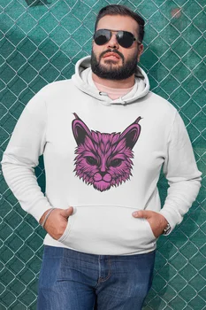 

Angemiel Purple Wear Cosmic Cat White Men 'S Hooded Sweatshirt