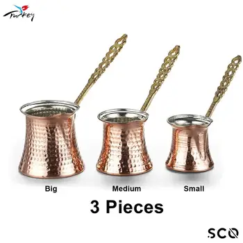

Anatolian Turkish Coffee Pot 3 Pieces Set Real Copper High Quality Coffee Pot Arabic Tea Coffee Espresso Pots Handmade Quality