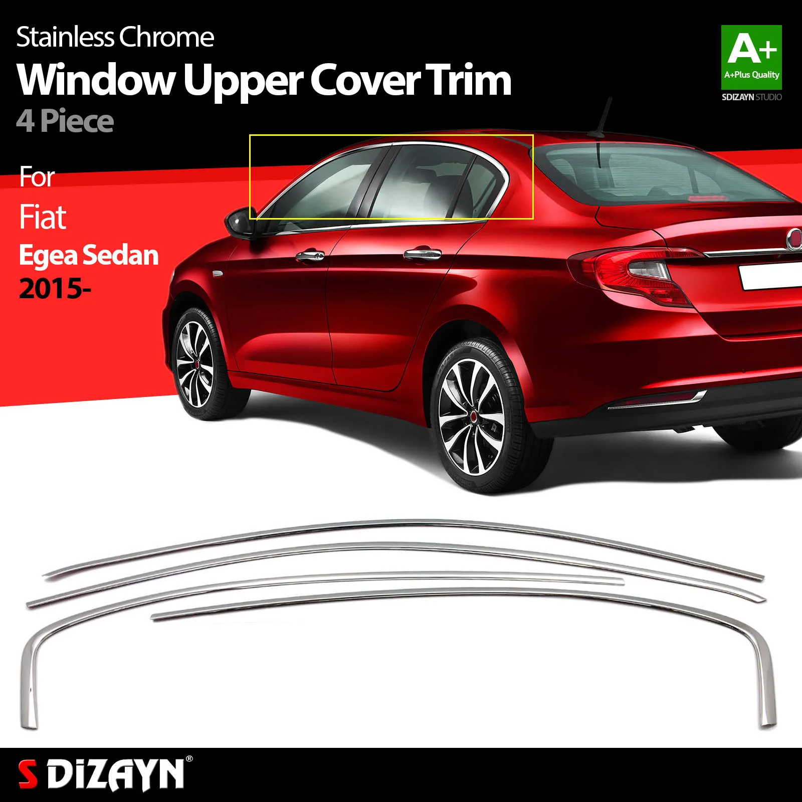 S Dizayn Per Fiat Egea Tipo Chrome Window Sill Overlay Cover Trim Acciaio Inossidabile 4 Pezzi Accessori Per Auto Esterni Parti Auto