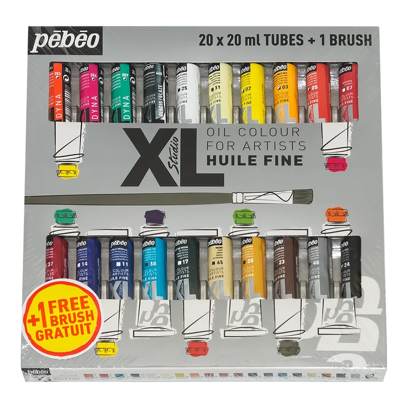 Краска масляная &quotPEBEO" набор XL с кистью 20 цв. мл |