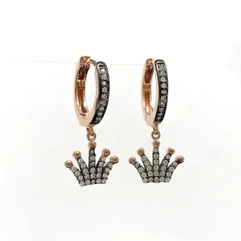 

Trend New Queen Tiara Crown Silver Earrings
