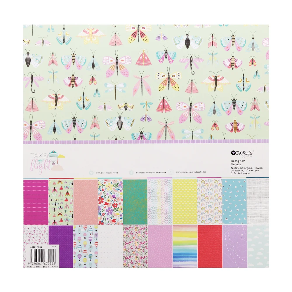 

CRZCrafter 12 Inch Scrapbooking Papers 20 Sheets Craft Background Decorative Pattern Paper Designer Pack DIY 305x305mm Acid Free