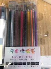 Juego de 8 colores de pluma con brillo, resaltador que cambia de Color, marcador de Flash, Gel, plumas de dibujo, álbum de recortes, diario, papelería, escuela