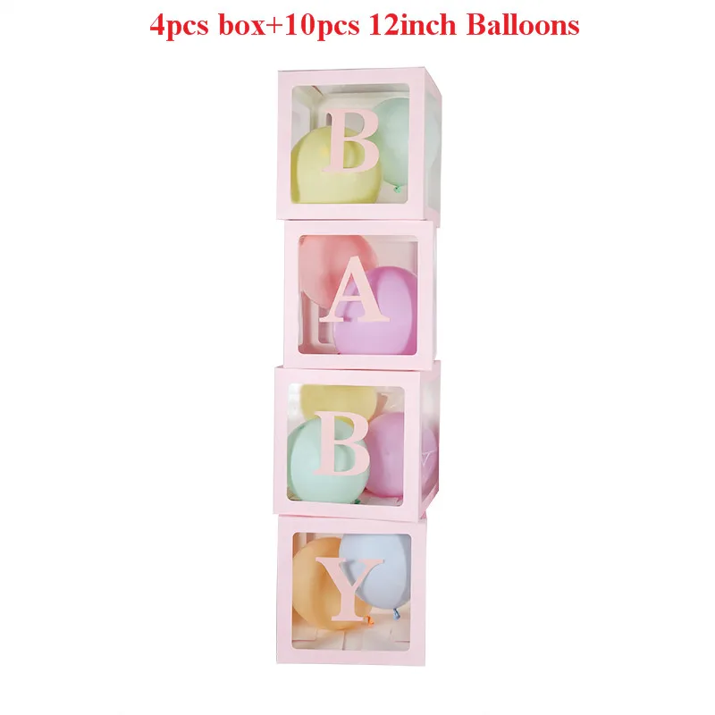WEIGAO, Большие Детские воздушные шары, прозрачные блоки, картонная коробка для детского душа, подарки для мальчиков девочек, коробка для свадебного декора, коробка для хранения - Цвет: Baby Balloon Box F