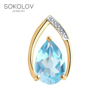 

Sokolov pendant in Gold with Topaz and cubic zirconia, fashion jewelry, gold, 585, women's male, pendants for neck women