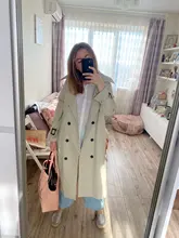 Gabardina ceñida con doble botonadura para mujer, abrigo largo, prendas de vestir, rompevientos, primavera 2021