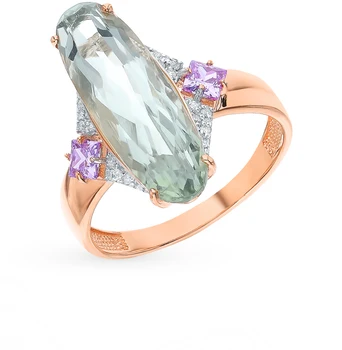 

Gold ring with amethyst and cubic zirconia sunlight sample 585