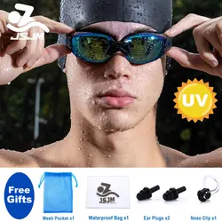 JSJM New Professional Waterproof Plating Clear Double Anti-fog Swim Glasses Anti-UV Men Women Silicone Swimming Goggles Eyewear